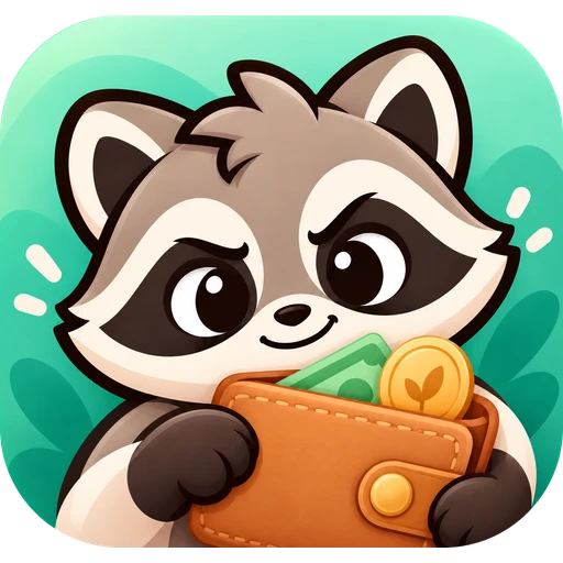 Budget app icon: the raccoon holding a wallet