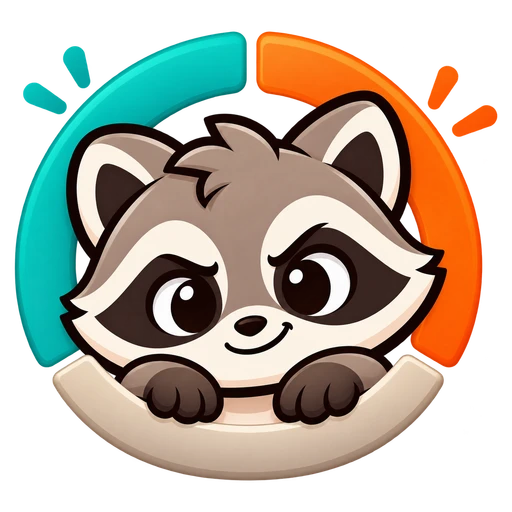 Procrastimeter app icon: the raccoon peeking over a progress meter